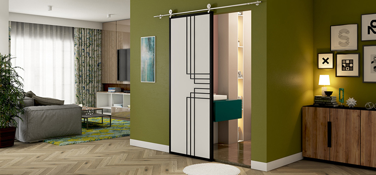 sliding bathroom door installation in Glendora